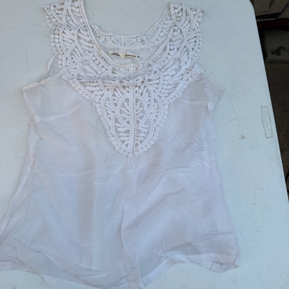 Solitaire White Lace Detail Blouse